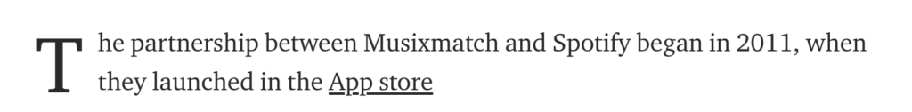 The partnership started in 2011 when musixmatch launched in the app store